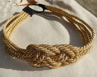 Couture Gold Braided Nautical Knot Headband- Single or Double Strandle-As Seen on Gossip Girl-CRBoggsdesigns