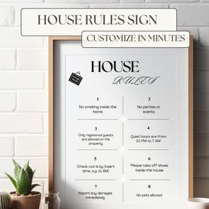 House Rules Sign For Airbnb Hosts Printable Wall Art For Vacation Rental Decor Editable Canva Template Modern Guest House Poster VRBO AIRBNB