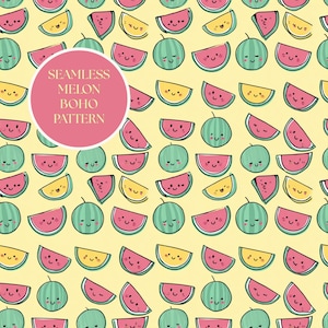 Seamless Summer Picnic Pattern For Crafters And Designers Digital Watermelon Melon Boho Background High Resolution PNG Download Kids Design