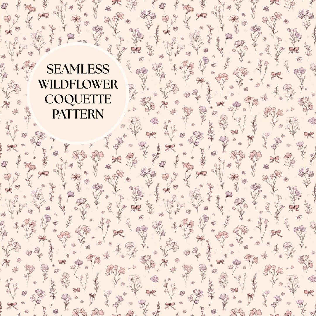 Seamless Wildflower Coquette Bow Pattern for Fabric Stationery ...