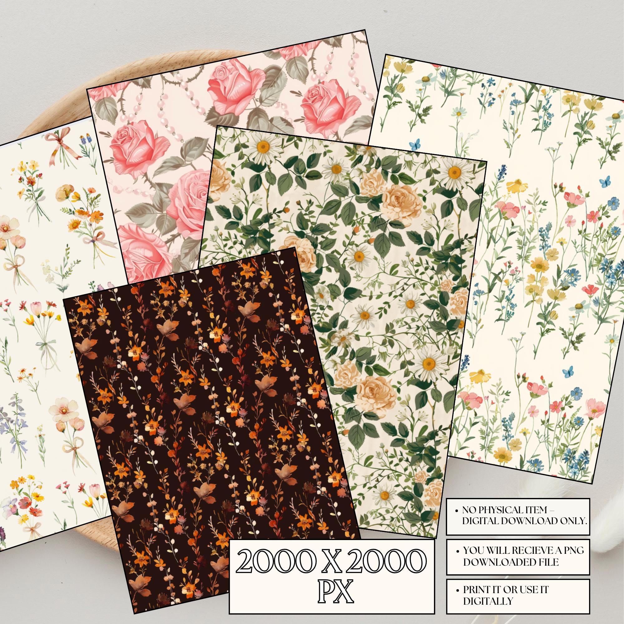 Wildflower Seamless Pattern Bundle Designers Cottagecore Floral Vintage ...