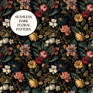 Seamless Dark Floral Pattern For Fabric Vintage Rose Digital Paper Cottagecore Wallpaper Botanical Scrapbook Background