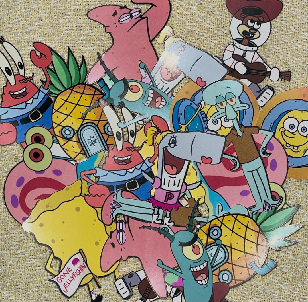 Glossy Handmade Spongebob Stickers, Pack of 10 - Etsy Ireland