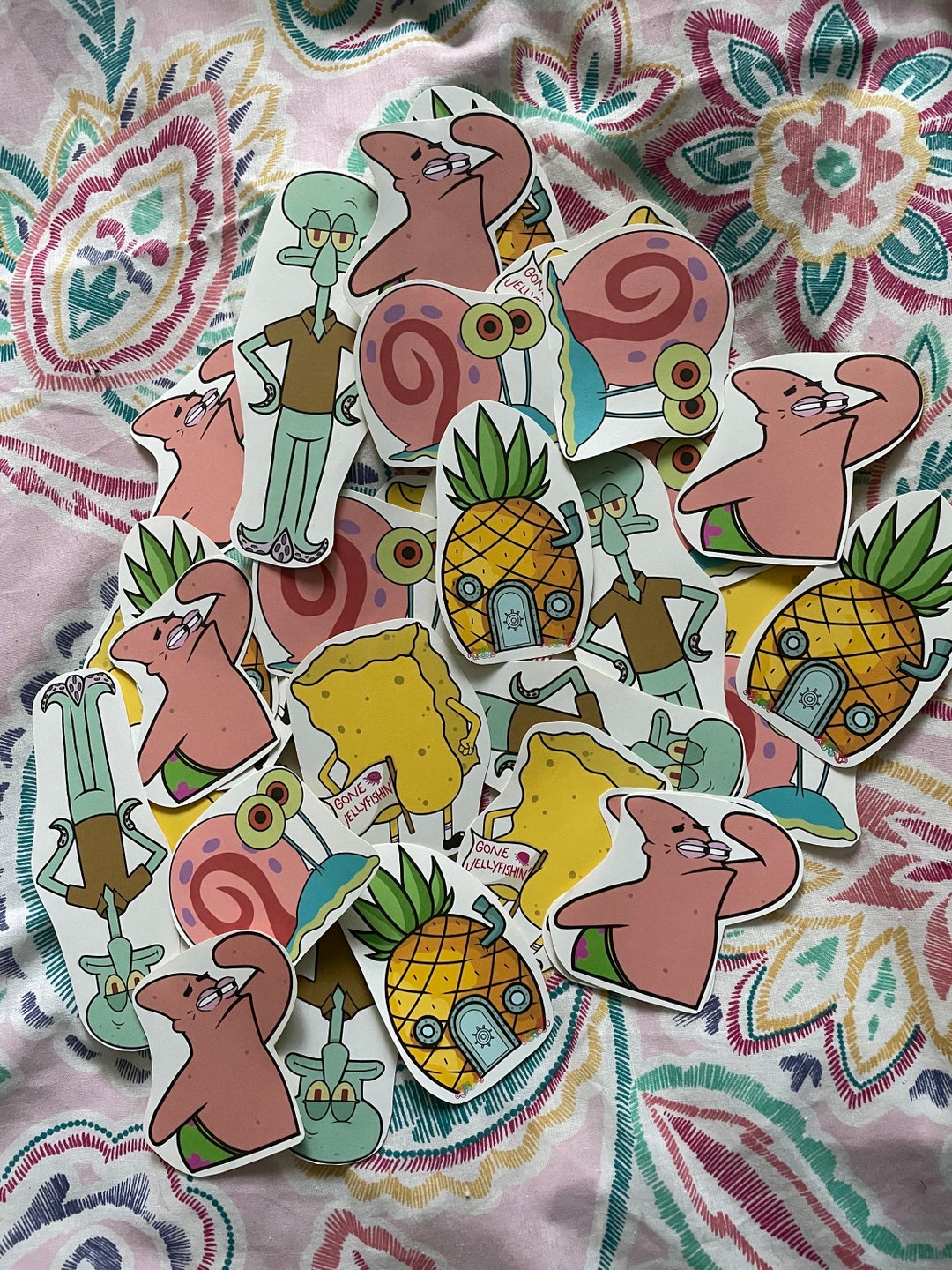 Matte Handmade Spongebob Stickers, Pack of 5 - Etsy