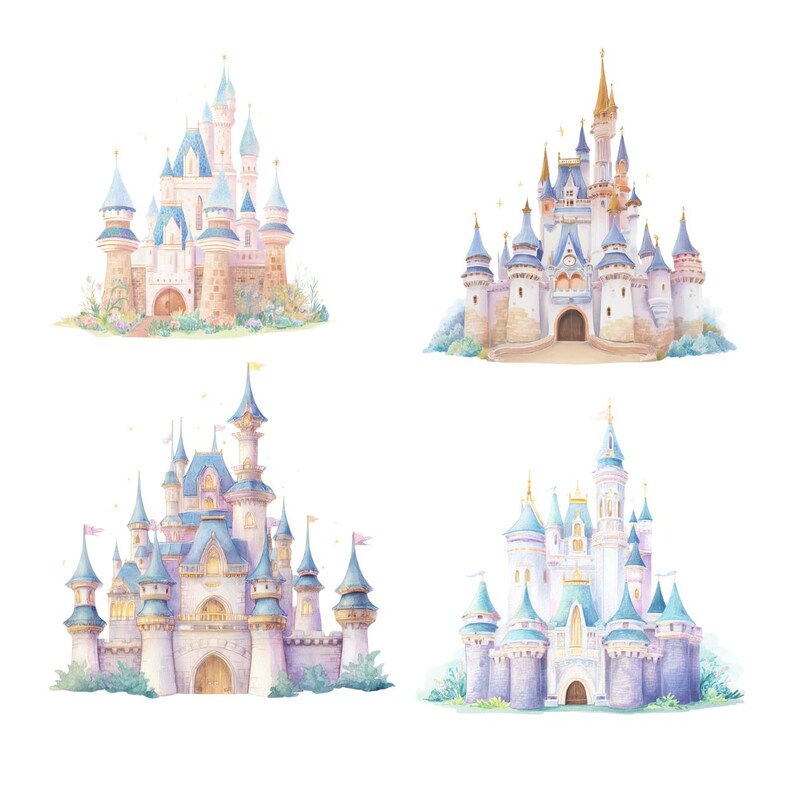 Watercolor Princess Castle Clipart, Fairy Tale Princess Castle PNG ...