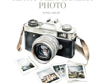 Retro Camera Clipart, Photography PNG Clipart, Vintage Retro Camera Graphics, Vintage Camera Clipart, Photo camera clipart, Retro Camera png