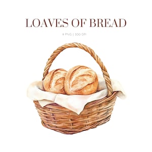 Clipart di pagnotte, Clipart di pane ad acquerello, Clipart di panetteria, Cestino del pane, PNG di baguette francese, Clipart di pretzel, Pane e panini, PNG di cottura
