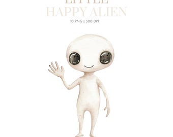 Cute Alien Clipart, Alien Clipart, Boy Birthday Clipart, alien cartoon, space clipart, aliens clipart png, Nursery clipart for kid,alien II