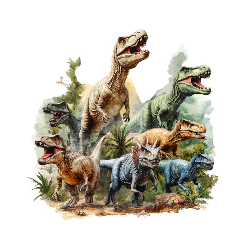 Watercolor Dinosaurs Clipart Png, Jurassic Dino Clipart, Prehistoric ...