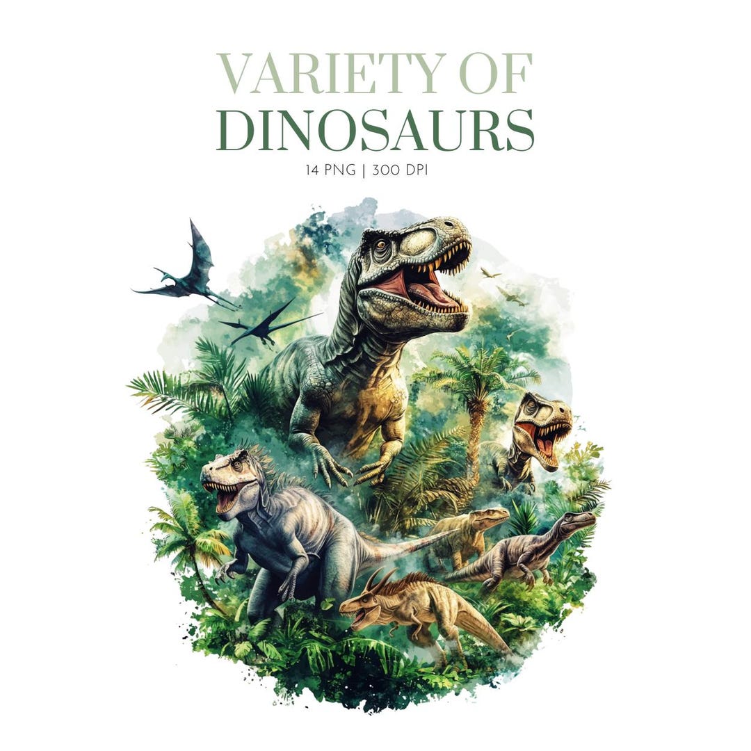 Watercolor Dinosaurs Clipart Png, Jurassic Dino Clipart, Prehistoric ...