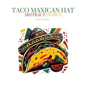 Clipart de chapéu mexicano de taco e sombrero, clipart de festa, arte mexicana, clipart mexicano em aquarela, sombrero, festival mexicano, Cinco de Mayo