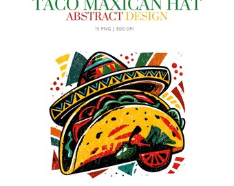 Clipart tacos et chapeau mexicain sombrero, clipart Fiesta, art mexicain, clipart mexicain aquarelle, sombrero, festival mexicain, Cinco de Mayo
