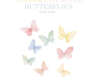 Watercolor Pastel Butterflies Clipart, pastel butterfly clipart, Butterfly images, Baby Shower, Invitation card, Butterfly graphic design