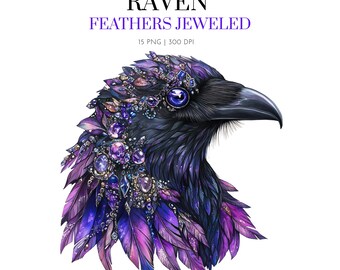 Raven Jeweled Clipart, Raven crow bird Clipart PNG, Raven And Jewelry Clipart, Halloween crow, Gothic clipart, Crow Bird clipart, Raven art