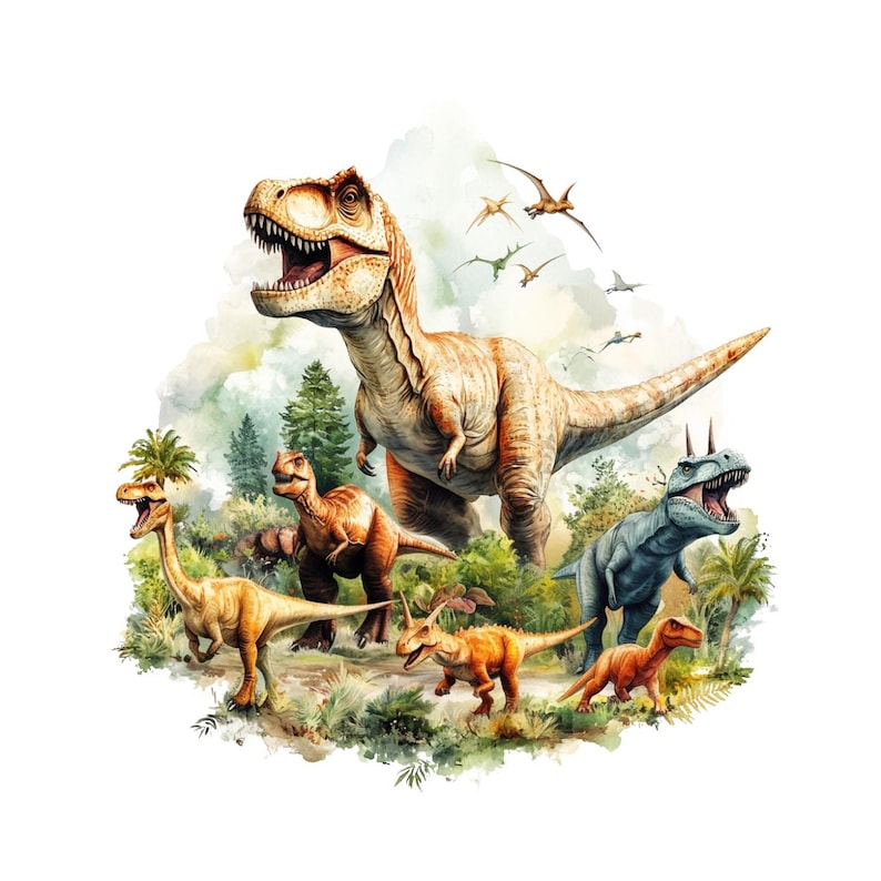 Watercolor Dinosaurs Clipart Png, Jurassic Dino Clipart, Prehistoric ...