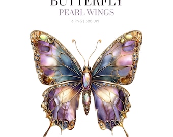 Prachtige vlinders clipart, aquarel vlinder png, kleurrijke parel vlinder lente clipart juwelen vlinder clipart vlinder clipart