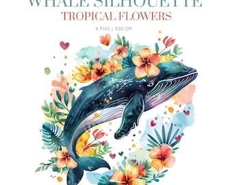 Baleia no mar clipart, design de arte de baleia tropical, clipart náutico, clipart de baleia ilustração de baleia, náutico, baleia azul, aquarela náutica