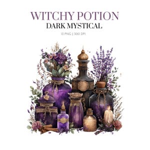 Witch Witchcraft Clipart,Herbal Witch Witchcraft clipart, Witches Inventory clipart, Wiccan clipart, dark academia,Potions and herbs clipart