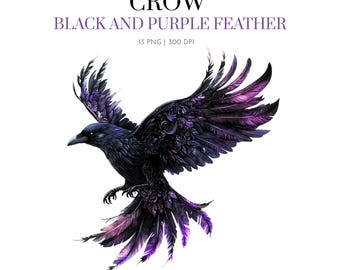 Crows Clipart, Flying crow, Crow Raven, Fancy crows clipart, crow Watercolor clipart, black raven png, black crow clipart, crow gothic, crow