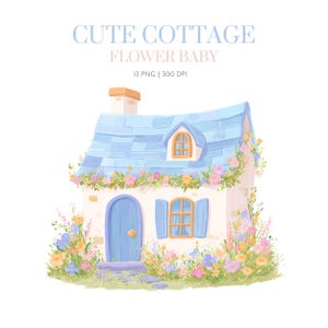 Imágenes prediseñadas de casa, imágenes prediseñadas de cabaña de primavera, imágenes prediseñadas de casa floral de primavera, linda cabaña PNG de temporada, casa de primavera, imágenes prediseñadas de casa de cabaña linda pastel