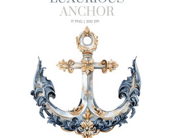 Luxury Anchor Clipart Watercolor nautical decor clipart, anchor clipart, ship anchor clip art, marine ocean, anchor Clipart, Nautical Decor