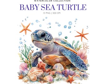 Baby Sea Turtle watercolor Clipart, Baby sea turtle ,cute nautical ocean animals, Sea turtle clipart, turtle clipart,sea turtle nautical png
