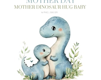 Mother day clipart ,Baby Dinosaur Cartoon Dinosaur Clipart, Baby Dinosaur, Mother and baby dinosaur, Dinosaur watercolor clipart, nursery