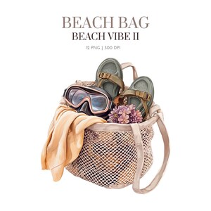 Summer Beach Bag Clipart, Holiday Bag Clipart, Beach Bag,Summer Graphics Beach bag Clipart, Watercolor beach bag,summer theme beach bag png