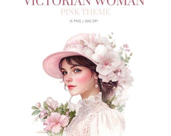 Victoriaanse vrouw, Victoriaanse dame clipart Vintage Lady Victoriaanse vrouwen clipart PNG, Victoriaanse aquarel clipart, Victoriaans roze thema png