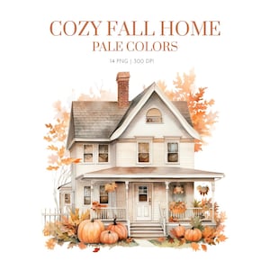 Cozy home Fall theme clipart,Autumn Clipart, Watercolor Autumn pumpkin png, Watercolor Boho PNG, Watercolor Fall, Pumpkin Clipart, Boho Fall
