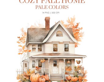 Cozy home Fall theme clipart,Autumn Clipart, Watercolor Autumn pumpkin png, Watercolor Boho PNG, Watercolor Fall, Pumpkin Clipart, Boho Fall