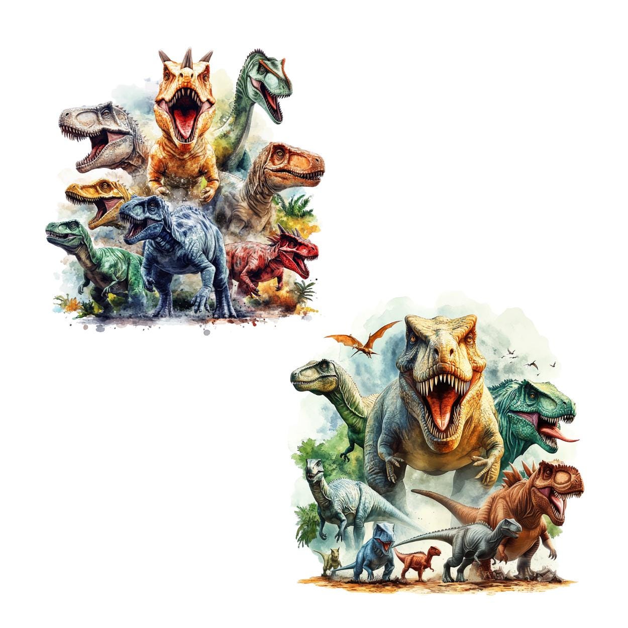 Watercolor Dinosaurs Clipart Png, Jurassic Dino Clipart, Prehistoric ...