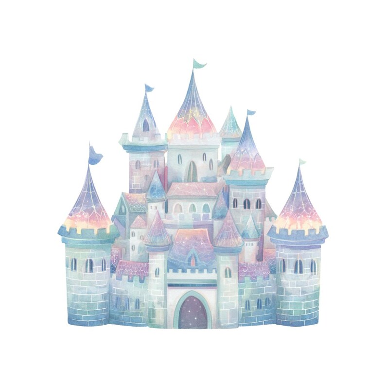 Watercolor Princess Castle Clipart, Fairy Tale Princess Castle PNG ...