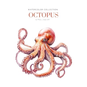 Octopus Clipart, Watercolor Octopus clipart, Giant Squid, Octopus Watercolor clipart, Fancy Octopus , , Paper craft, Octopus png