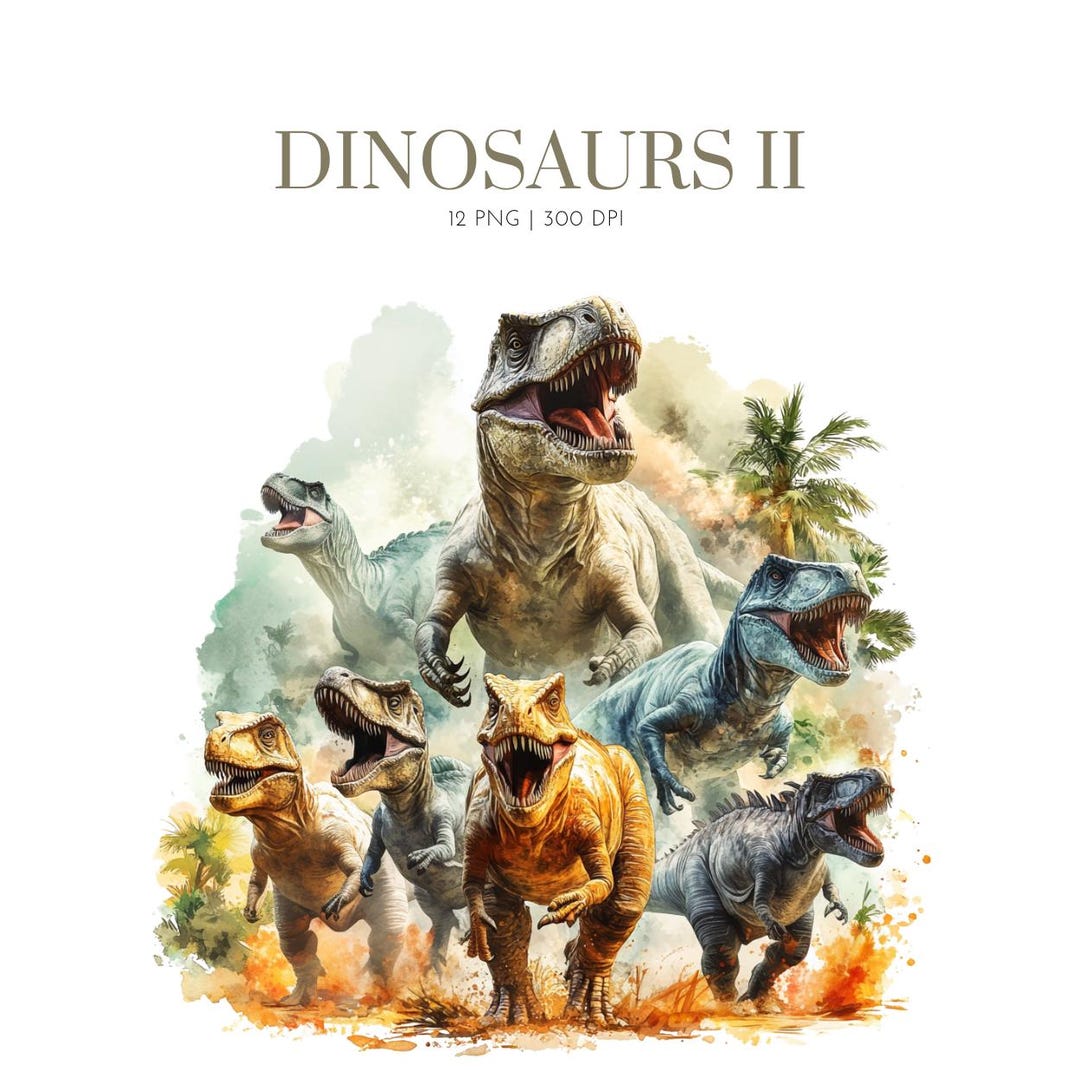Watercolor Dinosaurs Clipart Png, Jurassic Dino Clipart, Prehistoric ...
