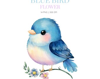 Floral Bird Clipart, Watercolor Bird flowers clipart, Bird And Blossom,Bird Floral clipart,Bird floral images Clip art , Bird clipart design