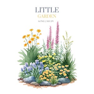 Flower Garden PNG,Beautiful Flower Garden,Watercolor Spring Clipart Magical Garden PNG Gardening Bundle Floral Clipart,Floral Garden clipart