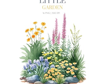 Flower Garden PNG,Beautiful Flower Garden,Watercolor Spring Clipart Magical Garden PNG Gardening Bundle Floral Clipart,Floral Garden clipart
