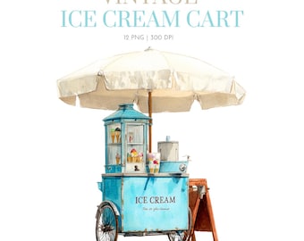 Ice Cream Cart Shop, Ice cream Scoop PNG, Ice Cream Shop Clipart,Vintage ice cream cart, Waffle Cone, ice cream clipart, ice cream clipart