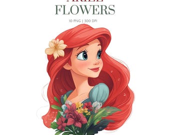 Ariel clipart, Little Mermaid clipart, Ariel PNG Clipart, Little Mermaid PNG, Ariel floral, Little Mermaid Birthday, Princess clipart png