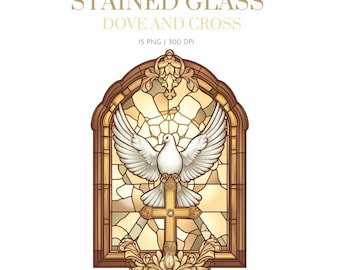Gebrandschilderd glas duif en kruis png-glas in lood ontwerp, duif en kruis gebrandschilderd glas png glaskunst venster gebrandschilderd glas, christelijk, doop png