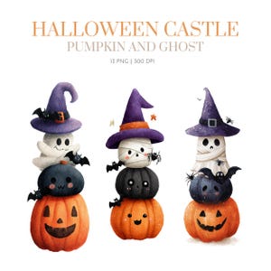 Watercolor Cute Halloween Little ghost Clipart , Cute Spooky Halloween ClipArt, Ghost Clipart, Kids Halloween PNG, Cute Little Ghost, ghost