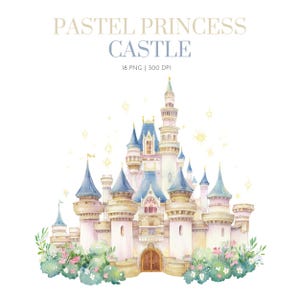 Watercolor Princess Castle Clipart, Fairy Tale Princess Castle PNG, Princess Birthday Castle, Castle Clipart, Baby Shower, Birthday girl png