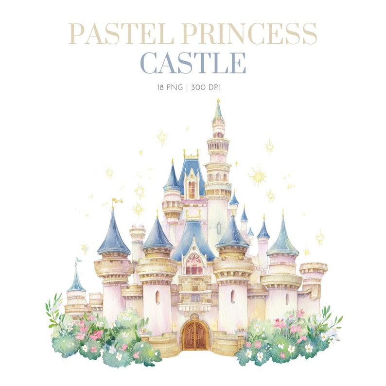 Watercolor Princess Castle Clipart, Fairy Tale Princess Castle PNG ...