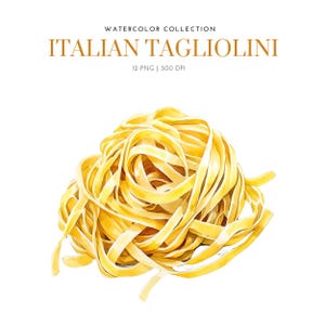 Pasta Watercolor Clipart, Italy Noodle Food , Italian 12 PNG Fresh Pasta, Italian Tagliolini , Instant Download, pasta, Commercial Use