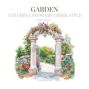 Garden Colorful Flowers Clipart, Flower Garden, Watercolor Spring Clipart Magical Garden PNG, Spring Garden flower clipart, Colorful garden