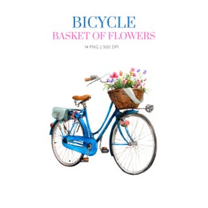 Vintage Floral Bicycle Clipart, Bicycle flower clipart, Shabby Chic, Bicycle png, Bicycle floral basket, spring theme,Flower Bicycle clipart