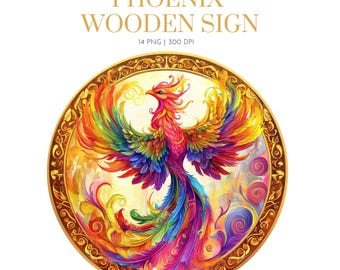 Phoenix Clipart Sign, Phoenix Watercolor clipart Illustration, Fire bird ,Phoenix clipart wood sign, Phoenix bird, Fire bird,Phoenix clipart