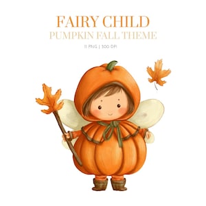 Autumn fairy clipart png , Fairy Child autumn clipart, fairy garden clipart, fairy tale Fall clipart, pumpkin fairy clipart, Fall Fairy png