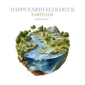 Earth Ecology II, Watercolor Recycling Clipart, Ecology clipart png, Earth Day, Eco Friendly, Environmentally Conscious,Happy Earth clipart